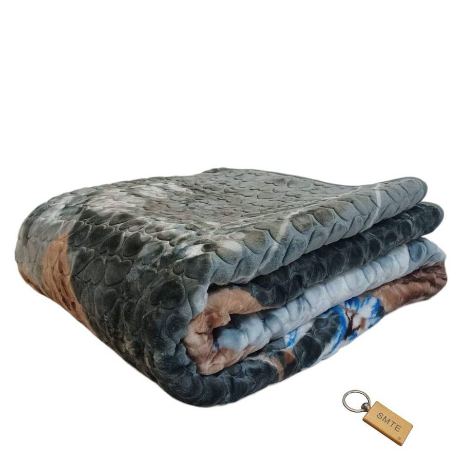 SMTE Floral Whispers - The 1 Ply Blanket Collection and Keyring - Grey with keychain