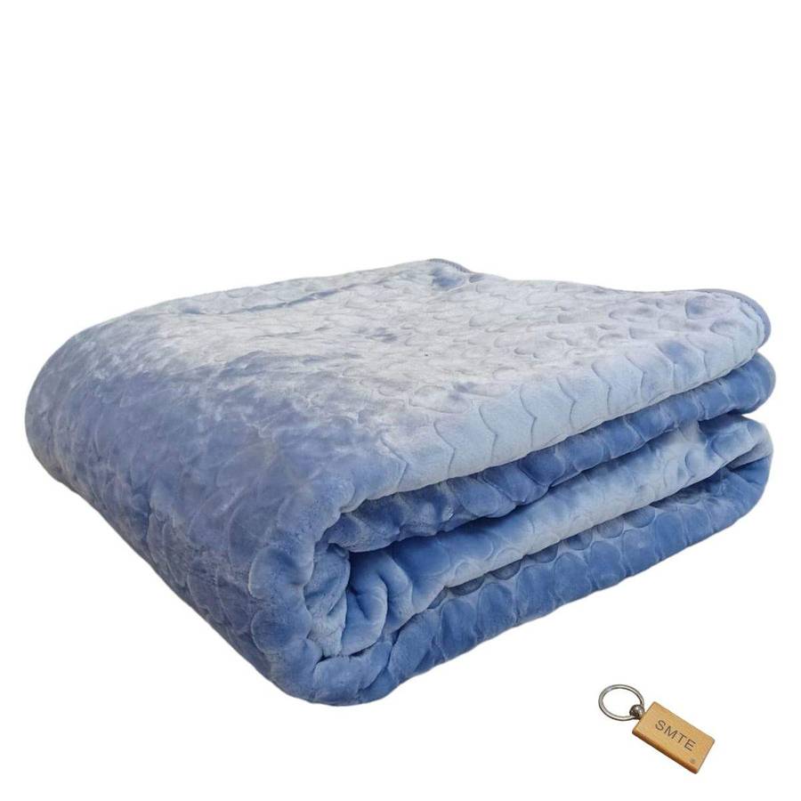 SMTE Simple Comfort - The Plain 1 Ply Blanket and Keyring - Light Blue with keychain