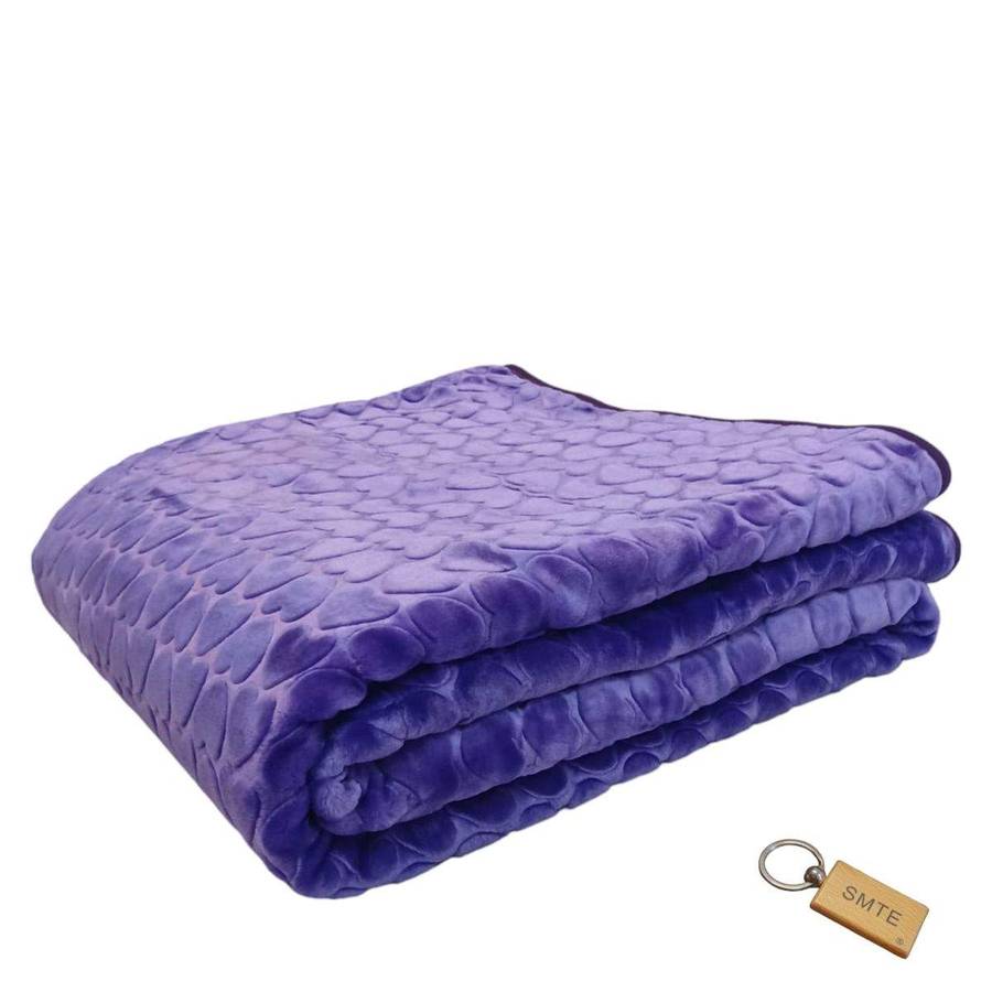 SMTE Simple Comfort - The Plain 1 Ply Blanket and Keyring - Purple with keychain