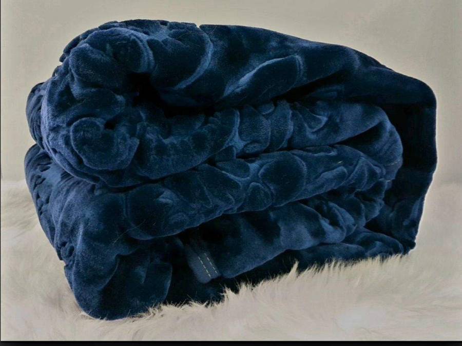 SMTE New Double Size Blanket - One-Ply - Warm And Soft with IYWA Tieback - Navy with keychain