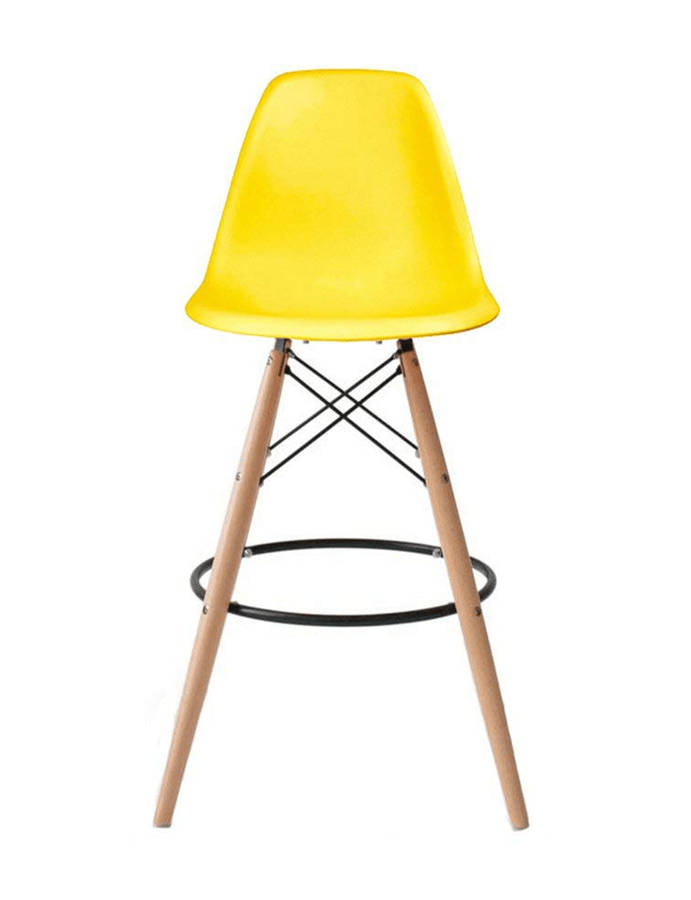 SMTE Modern Armless Counter / Bar Chair - Yellow with keychain