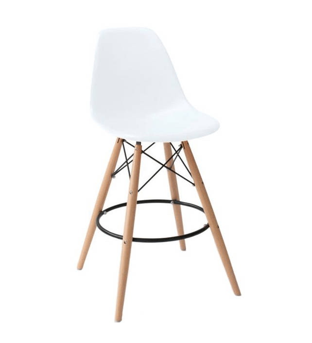 SMTE Modern Armless Counter / Bar Chair - White with keychain