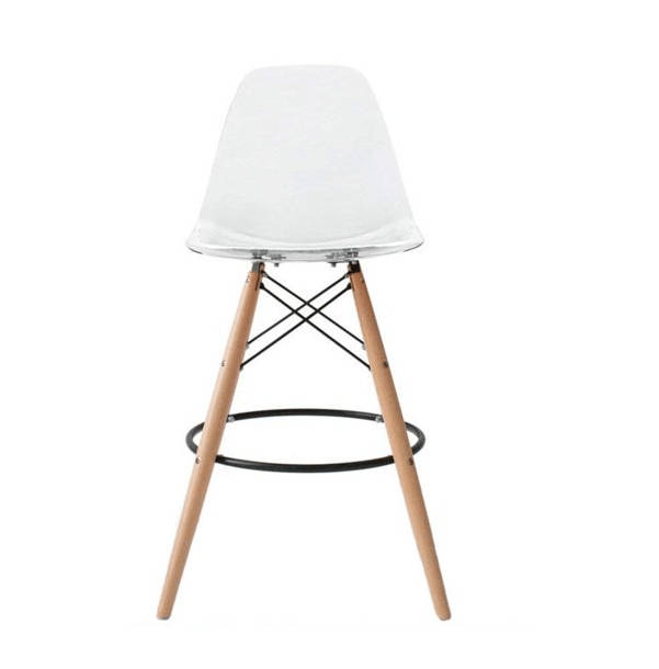 SMTE Modern Armless Counter / Bar Chair - Transparent with keychain