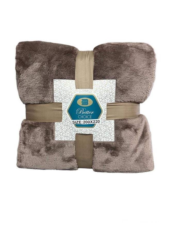 SMTE Cashmere "Feel" Luxurious Blankets - Brown with keychain