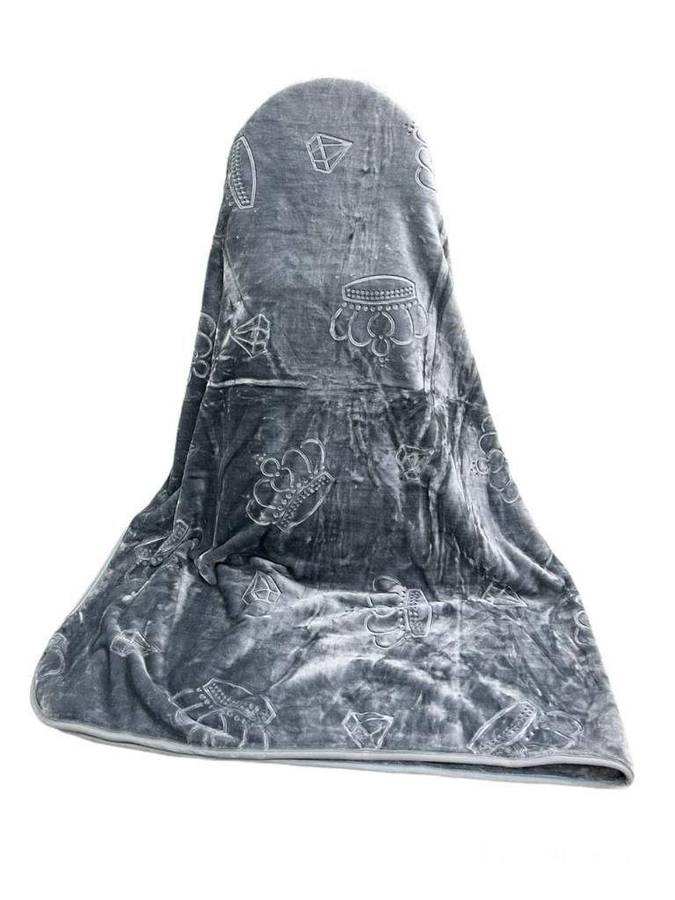 SMTE Mink Diamond Super Soft Blanket - 1 Piece - Dark Grey with keychain