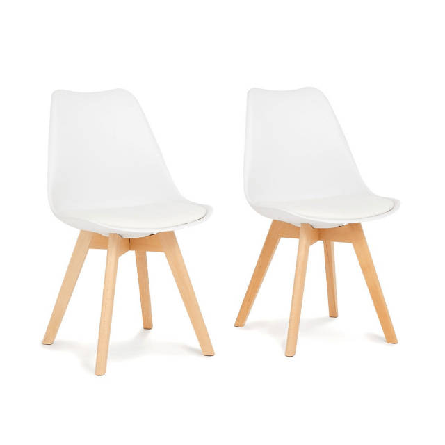 SMTE Dining Chairs Set Of 2 - White with keychain