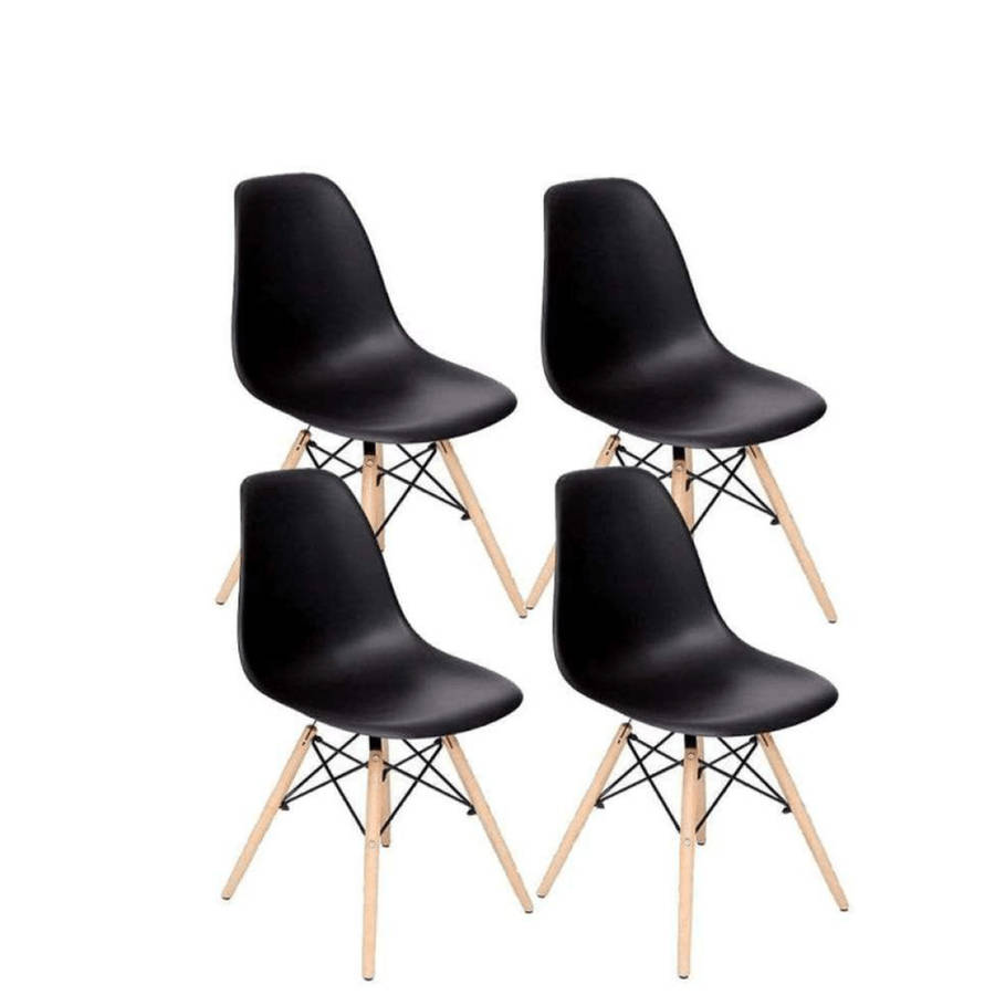 SMTE Dining Chairs - Set Of 4 - Black with keychain