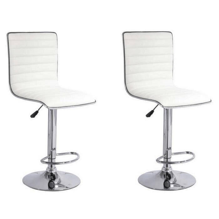 SMTE Bar Stools / Kitchen Counter Chairs - Set of Two ? White Colour with keychain