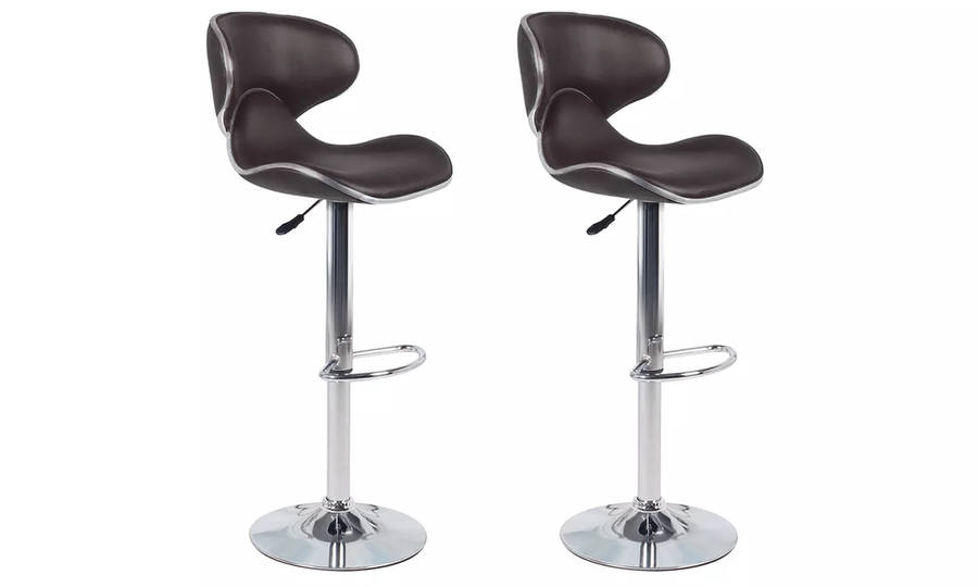 SMTE Bar Stools / Kitchen Counter Chairs - Pack of Two ? Brown Colour with keychain