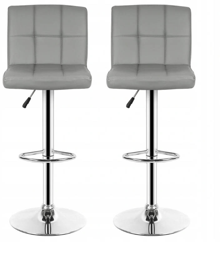 SMTE Bar Stools / Kitchen Counter Breakfast Chairs - Set of Two - Grey Colour with keychain