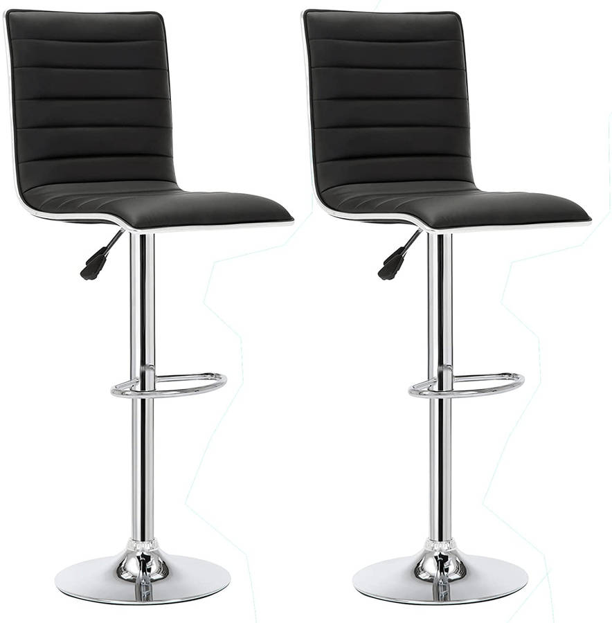 SMTE Bar Stools / Kitchen Counter Breakfast Chairs - Set of Two - Black with keychain