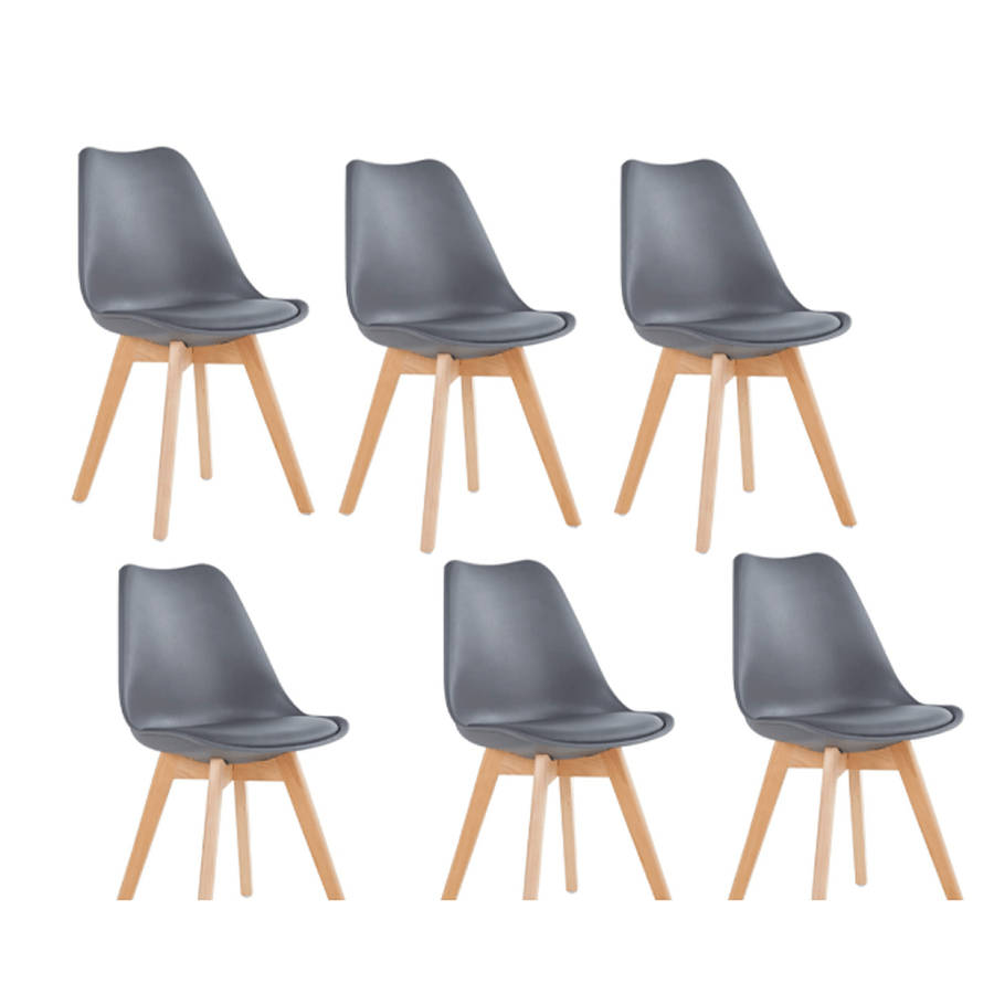 SMTE 6 Set Grey Dining Chairs with keychain
