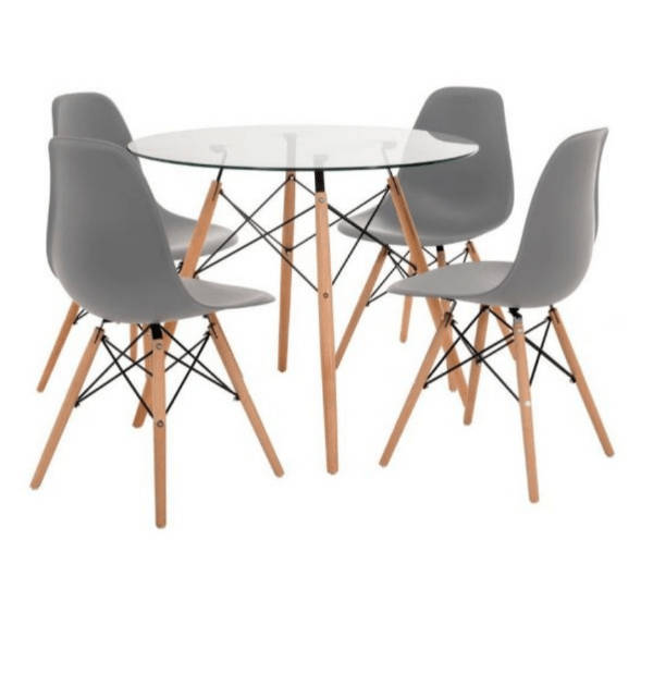 SMTE 5 Piece Table and Wooden Leg Chairs with keychain
