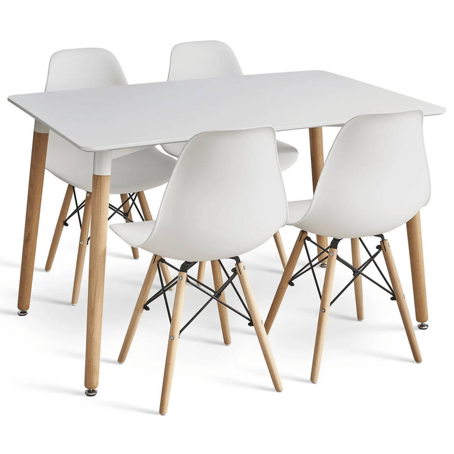 SMTE 5 In 1 Nordic Design Rectangular Dining Table and Chairs Set with keychain