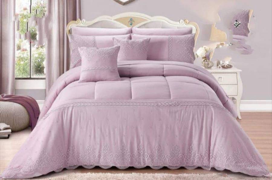 SMTE Mut Comforter 7 Piece Set, Very Comfortable - Purple with keychain