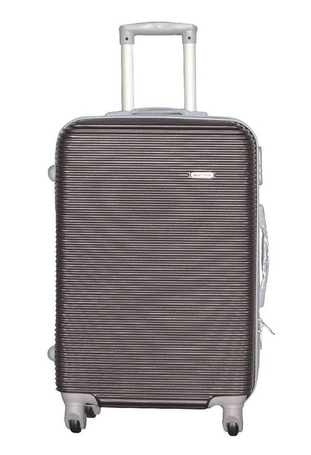 SMTE- Quality 1 Piece Hard Outer Shell Luggage Quad Wheel 73 cm - A-1 - Brown with keychain