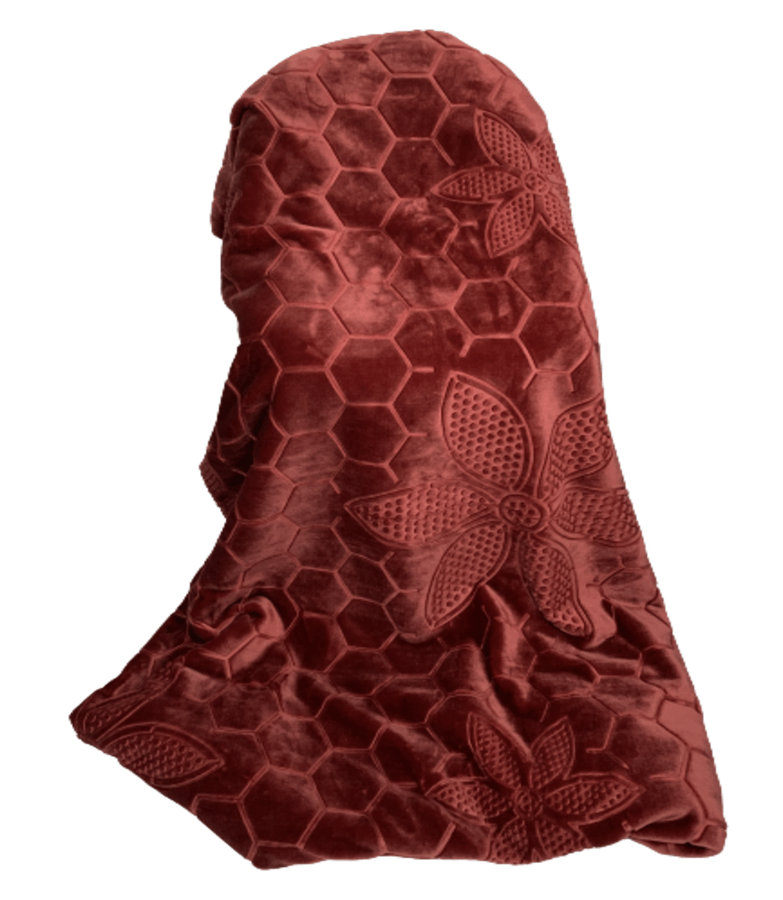 SMTE Queen Size 1-Ply Blanket Super Soft Honeycomb Pattern - Red with keychain