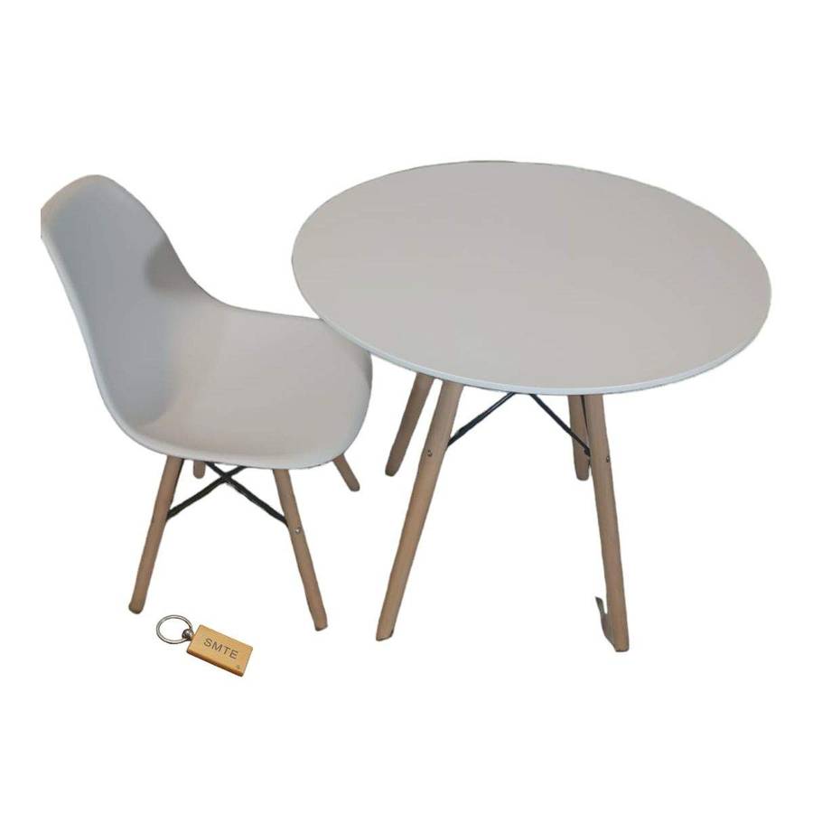 SMTE White Chair with White Table with Keychain - Set For 1