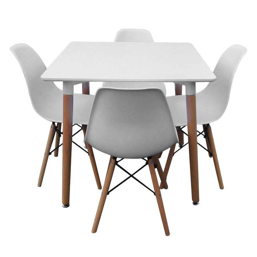 SMTE Square Table with 4 Chairs - White with keychain