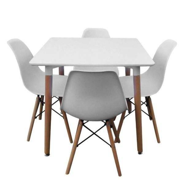 SMTE Square Table with 4 Chairs - White with keychain