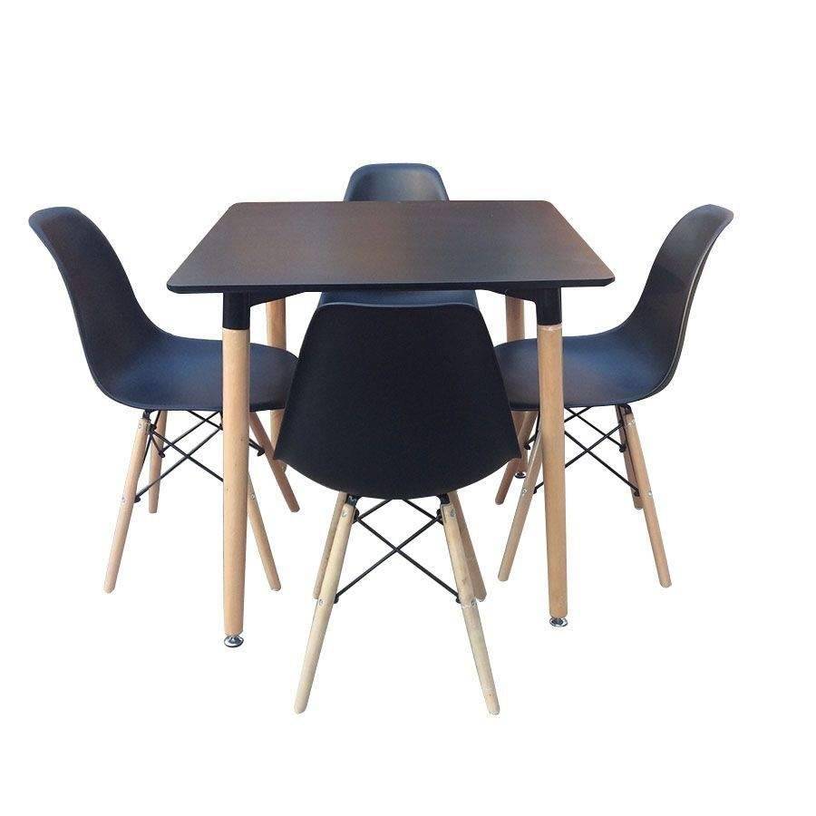 SMTE Square Table with 4 Chairs - Black with keychain