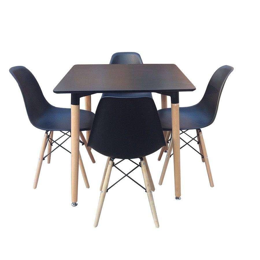 SMTE Square Table with 4 Chairs - Black with keychain
