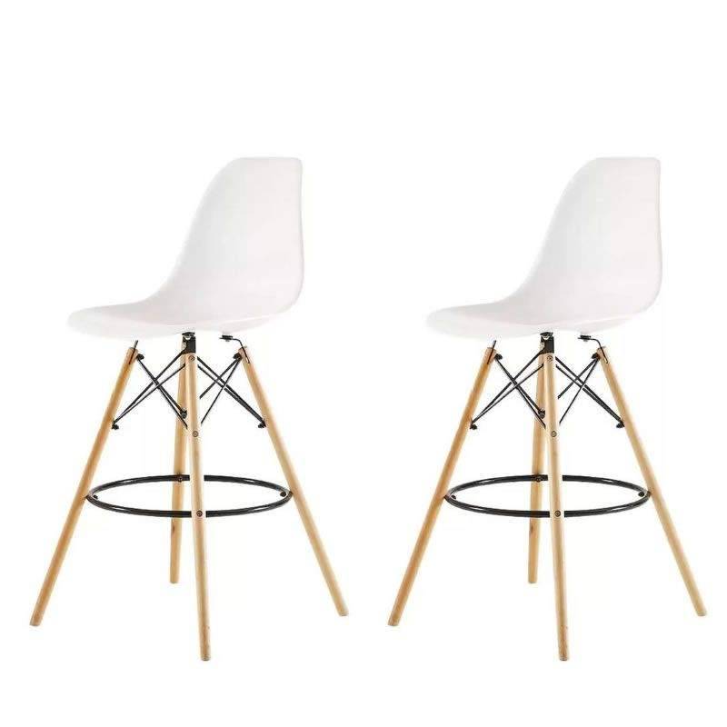 SMTE Set of 2 Modern Style Chair Counter/Bar Stools - White with keychain