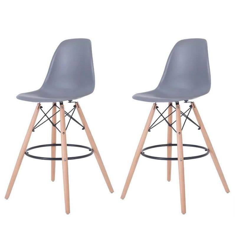 SMTE Set of 2 Modern Style Chair Counter/Bar Stools - Grey with keychain