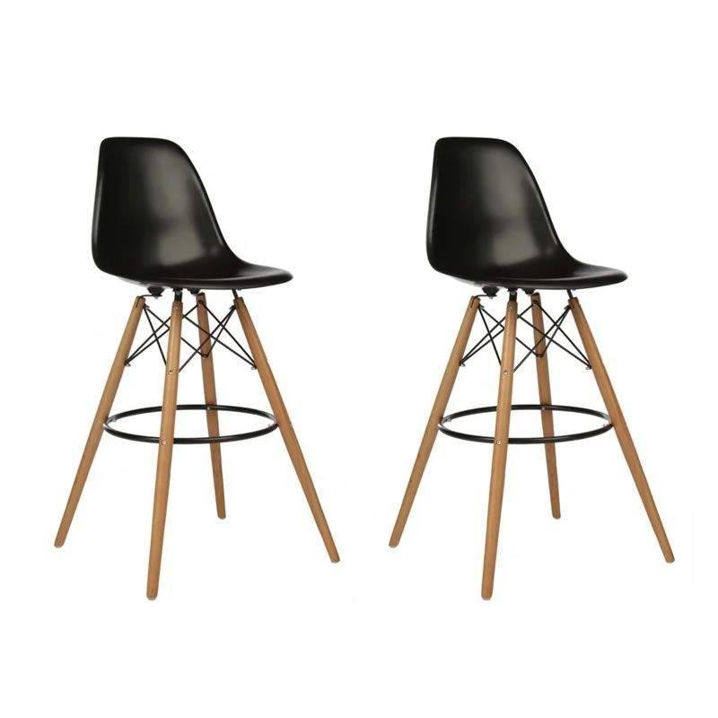 SMTE Set of 2 Modern Armless Counter / Bar Chairs with keychain