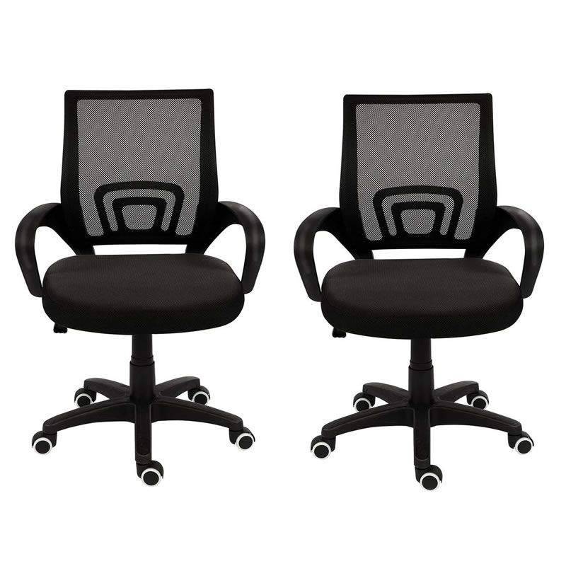 SMTE Set of 2 Ergonomic Mid-Back Mesh Office Chairs with keychain