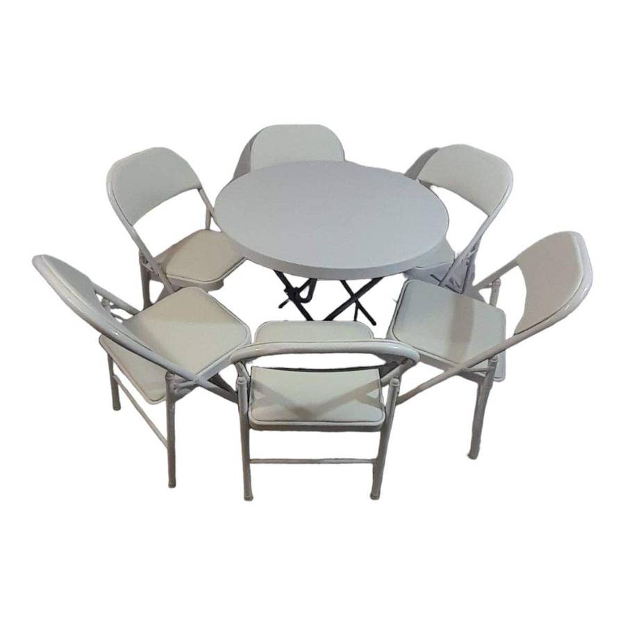 SMTE Sastro - 6 Folding Padded Chair Outdoor Dining Table Combo-Tp2 with keychain