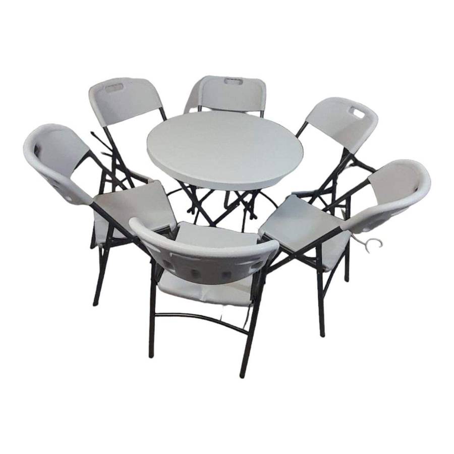 SMTE Sastro - 6 Folding Chair Outdoor Dining Table Combo-Tp1 with keychain