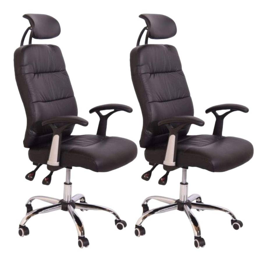 SMTE Sastro - 2 PU Leather Reclining Office Chair with Head And Arm rests - Brown with keychain