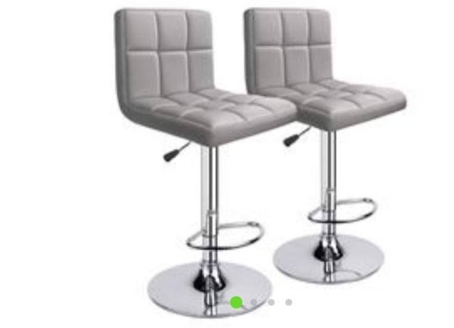 SMTE Padded? Bar Stools/Kitchen Chairs? - Set Of 2 - Grey with keychain