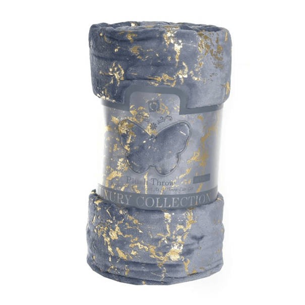 SMTE Blue & Gold Luxury Plush Throw Blanket with keychain