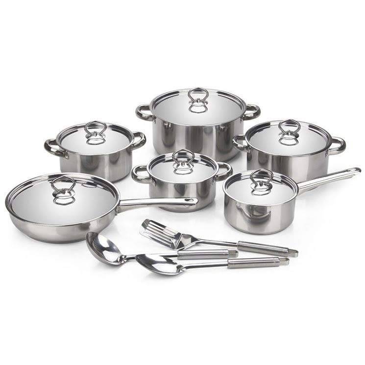 SMTE Set Of 15 Piece Stainless Steel Cookware with keychain