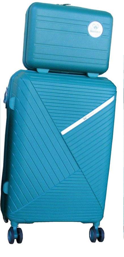 SMTE Unbreakable Travel Luggage 2 Piece Suitcases Spinner - 20" - Coral Blue with keychain