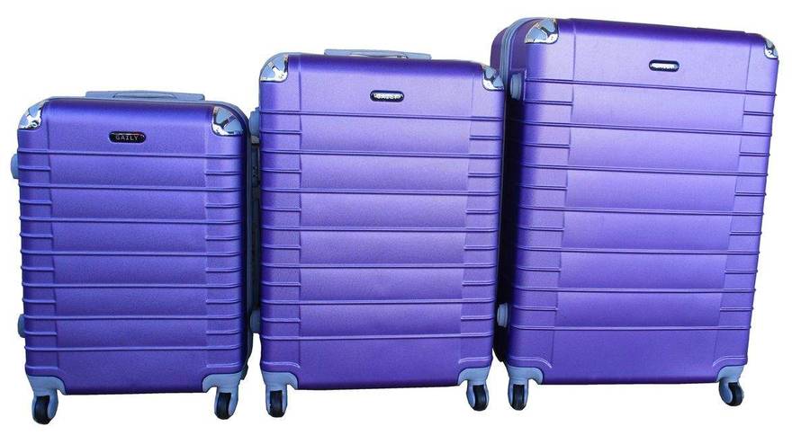 SMTE 3 Piece Holiday Luggage Set - 30 inch - Purple with keychain