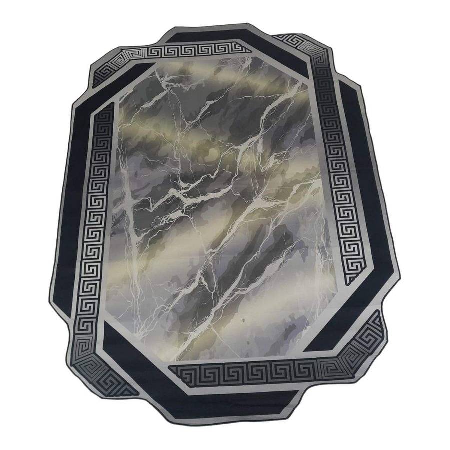 SMTE Quality Large 3D Printed European Style Rug - Grey & Black - F1 - B11 with keychain