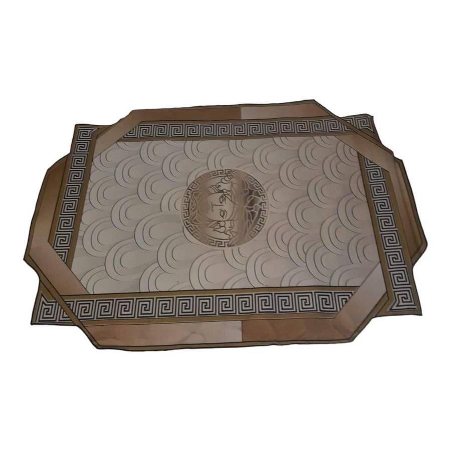 SMTE Quality Large 3D Printed European Style Rug - White & Gold - F1 - B05 with keychain