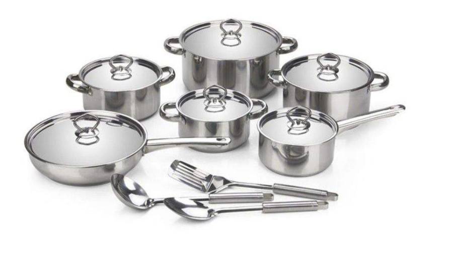 SMTE Sastro - Set Of 15 Pieces Heavy Bottom Stainless Steel Cookware with keychain