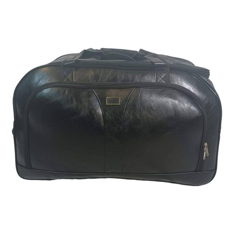 SMTE Travel Duffel Bag PU Leather Overnight Weekender Bag with keychain