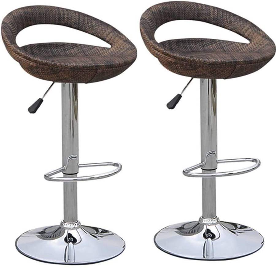 SMTE Bar / Kitchen Counter Stools - 2 Pack - Rattan Wicker- Dark Brown Colour with keychain