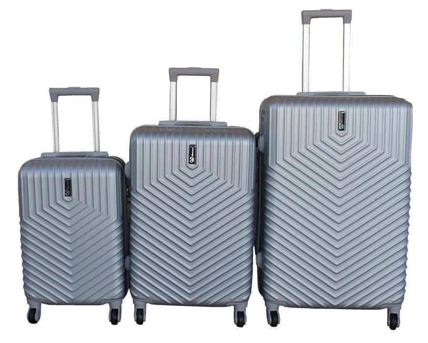 SMTE 3-Piece Travel 27-Inch Luggage Suitcase Bag Set - Stylish - Silver with keychain