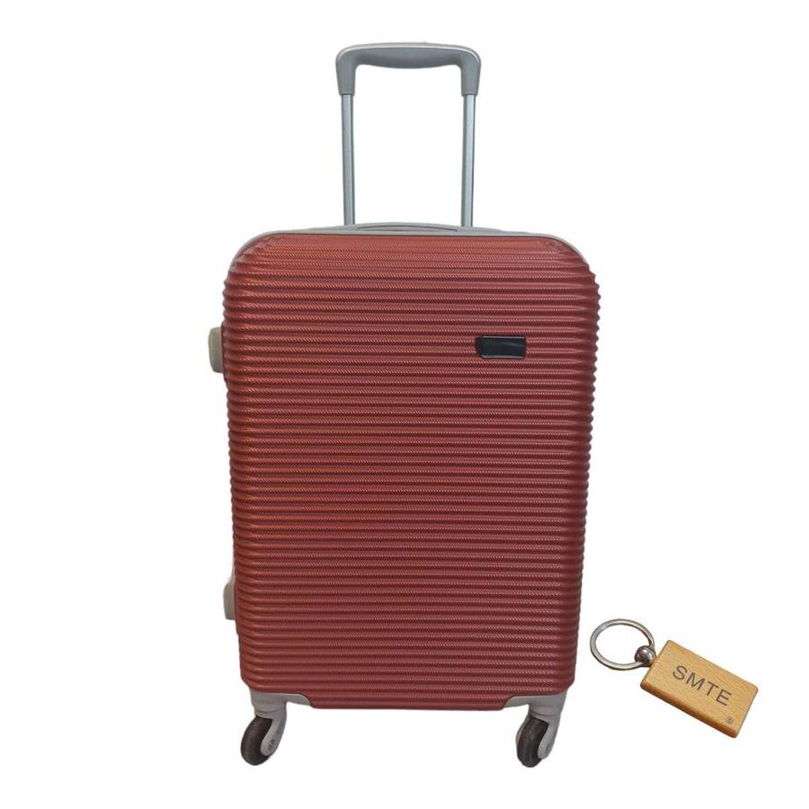 SMTE Durable Elegance: ABS Suitcase Medium 65Cm with Smte Keyring - 1 Piece - Red with keychain
