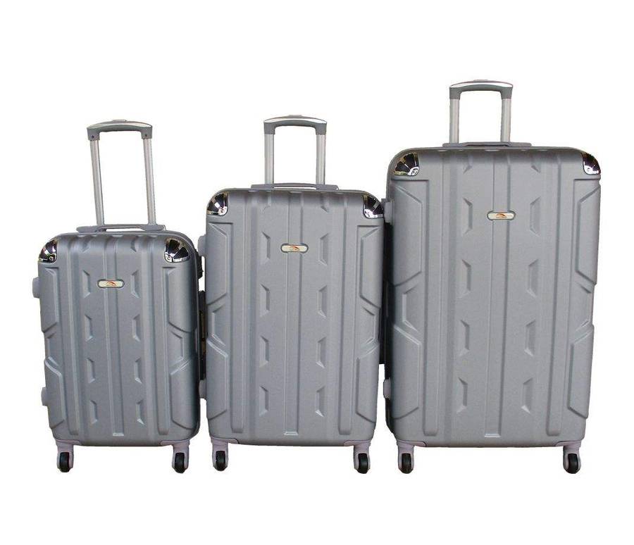 SMTE 3-Piece Travel 30-Inch Luggage Suitcase Bag Set - Stylish - Silver with keychain