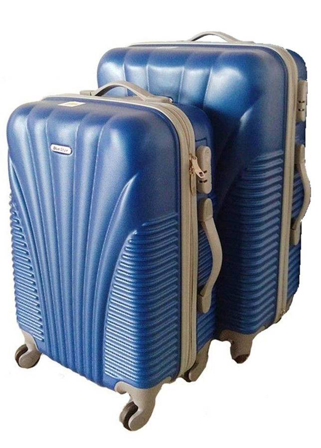 SMTE 2 Piece Blue Star Luggage Set - Blue with keychain
