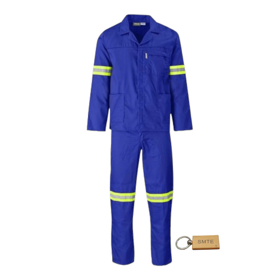 SMTE Quality2 Piece Worksuit/Uniform Shirt & Pants Combo-Royal blue+SMTE keyring - 36 L x 40 W cm...
