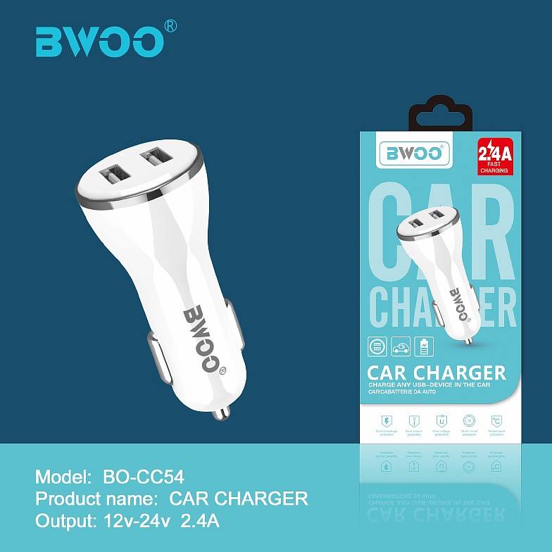 PHONE CAR CHARGER USB BWOO DUAL