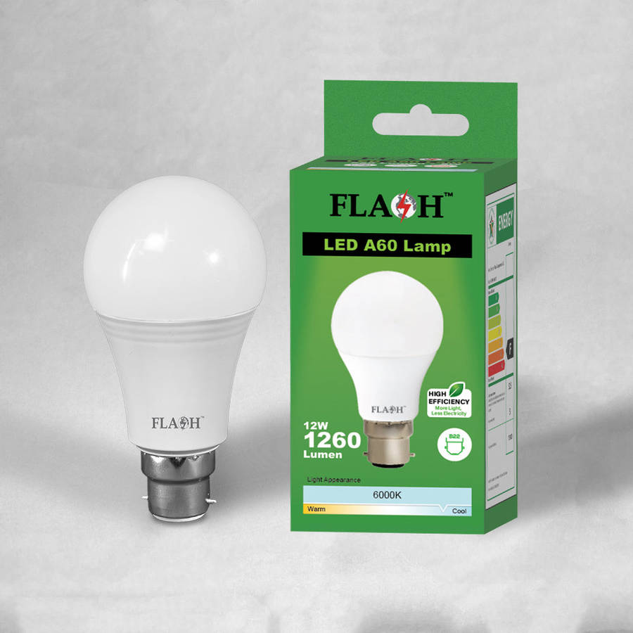FLASH LED High Efficiency All Purpose Light Bulb 12W A60 Lamp B22 (10 pack)